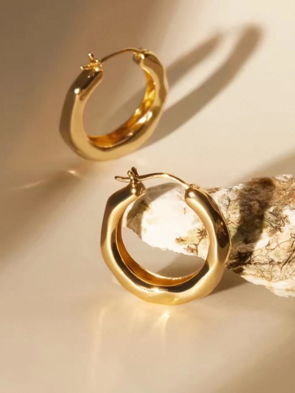ARSIS 18K Gold Plated Sculptural Textured Hoop Earrings